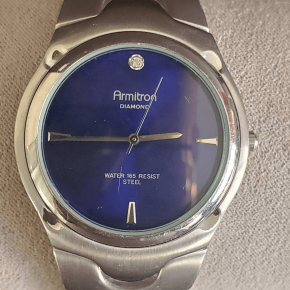 Armitron Men's Diamond-Accented Blue Face Watch Stainless‎ Steel 20/4179 Y121E - Picture 1 of 9